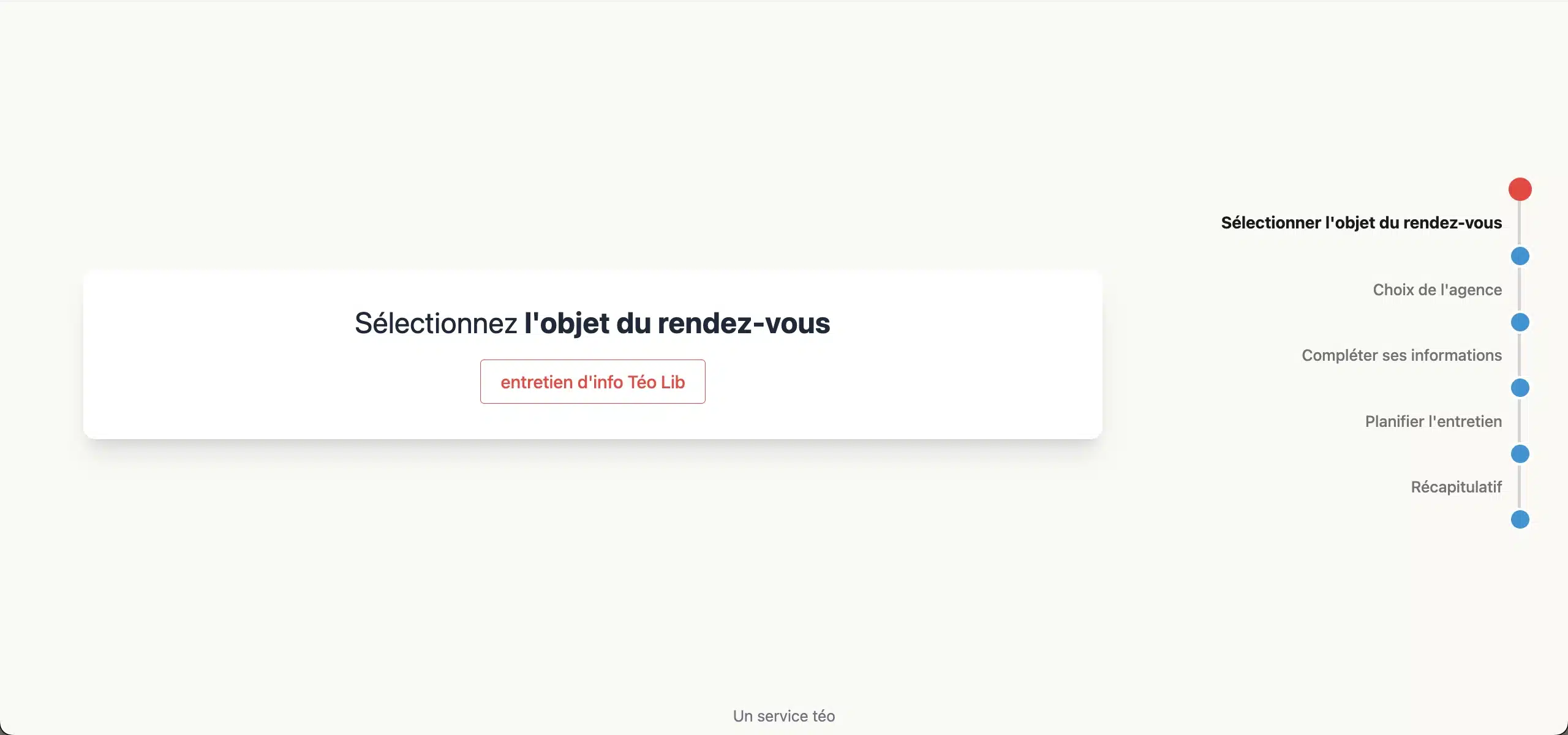 choisir l'objet du rendez-vous avec le CIBC